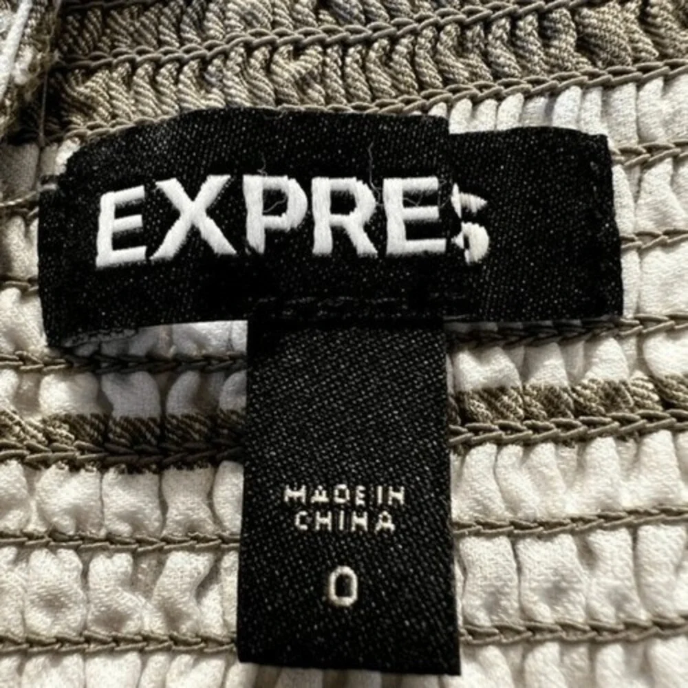 EXPRESS Cut Out  Stripe Color Splashed Faux Wrap Cotton Midi Dress NWOT Size 0 - Picture 9 of 9